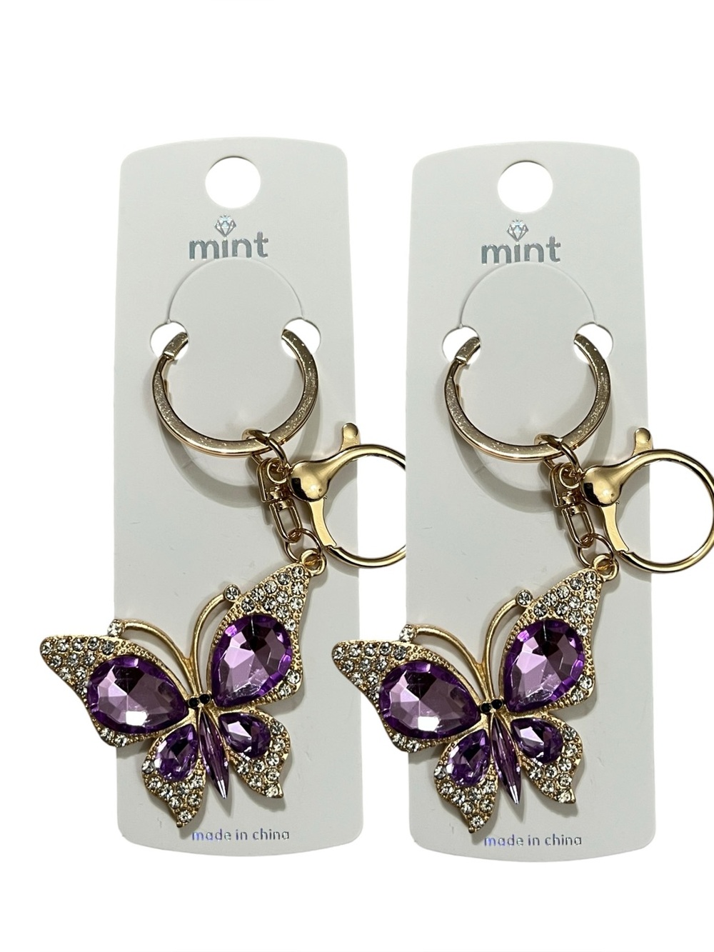 2pc Rhinestone Butterfly Bag Charm/Keychain‎